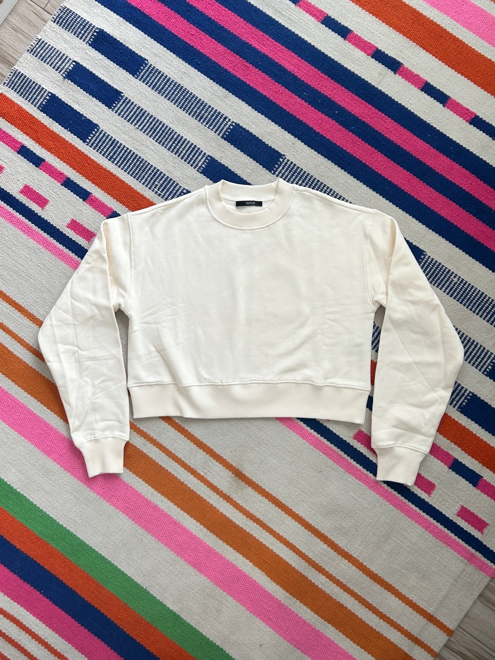 $128 DSTLD 100% Cotton Boxy Ivory Sweatshirt Large Womens Ivory